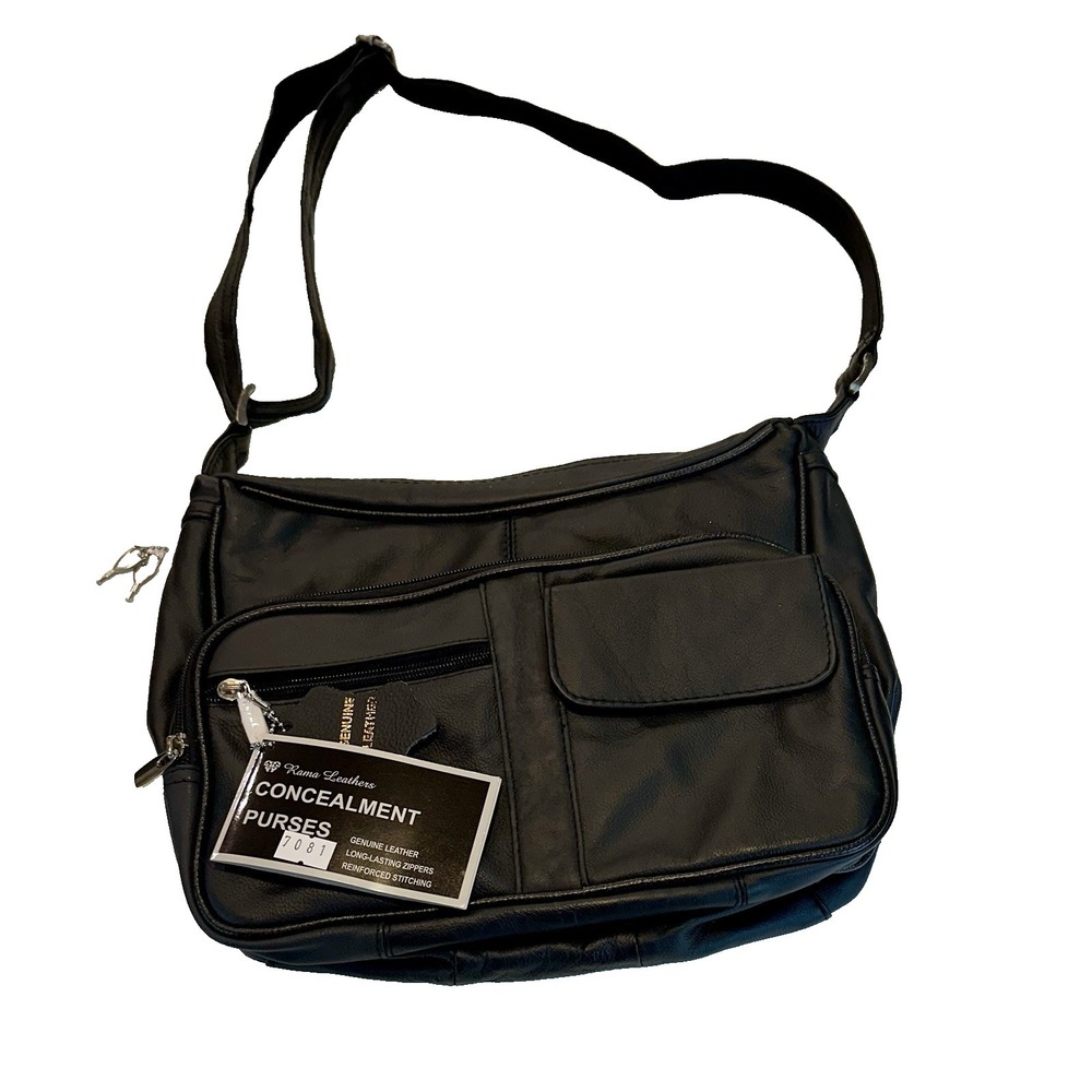 NEW Rama Leathers Concealment Purse Genuine Leather Handbag Black NWT
